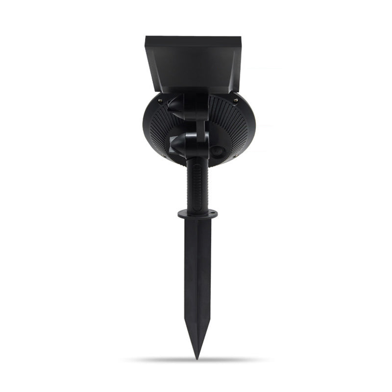 Minimalist Circular LED Lawn Light Plastic Backyard Solar Powered Stake Spotlight in Black, 1 Pc