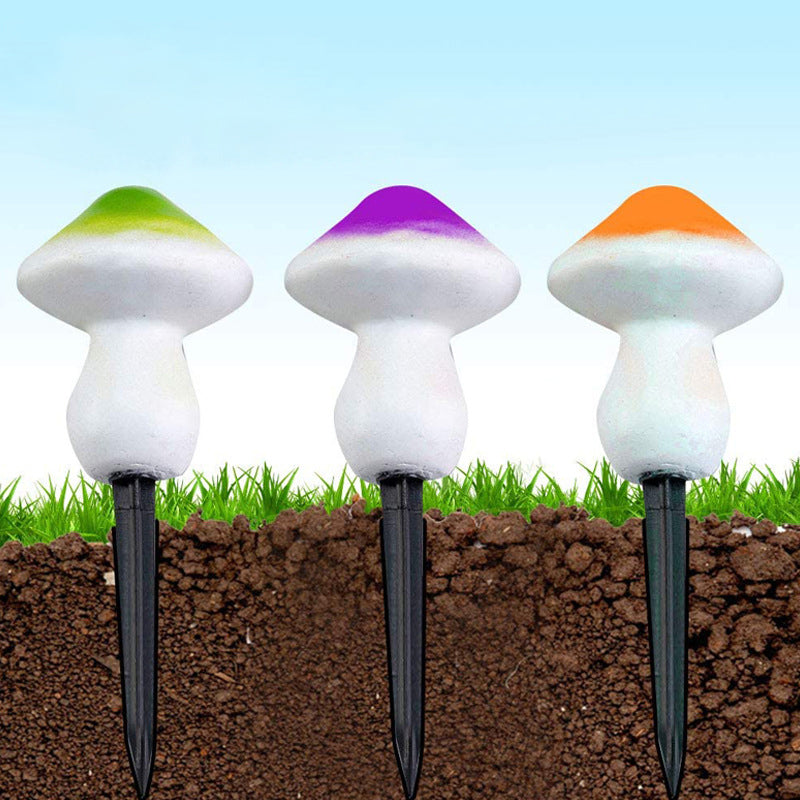 Mushroom Solar Ground Lighting Contemporary Plastic Courtyard LED Landscape Light in Purple, 3 Pcs
