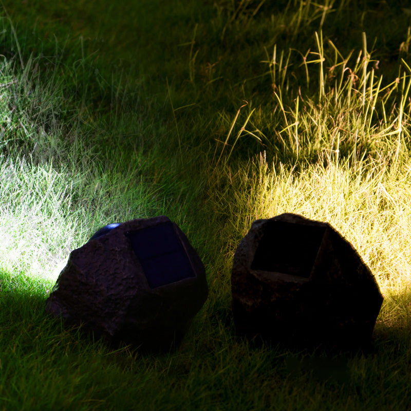 1 Piece Contemporary Stone Solar Lawn Lighting Resin Courtyard LED Ground Spotlight