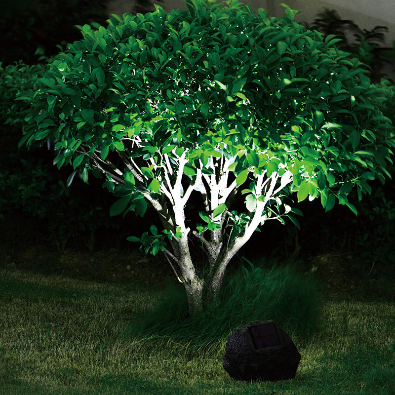 1 Piece Contemporary Stone Solar Lawn Lighting Resin Courtyard LED Ground Spotlight