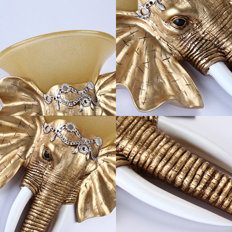 Éléphant Salon Conce Lumière Antique Resin 1 Lumière Gold Moup mural Gold, 13 "/ 16" de large