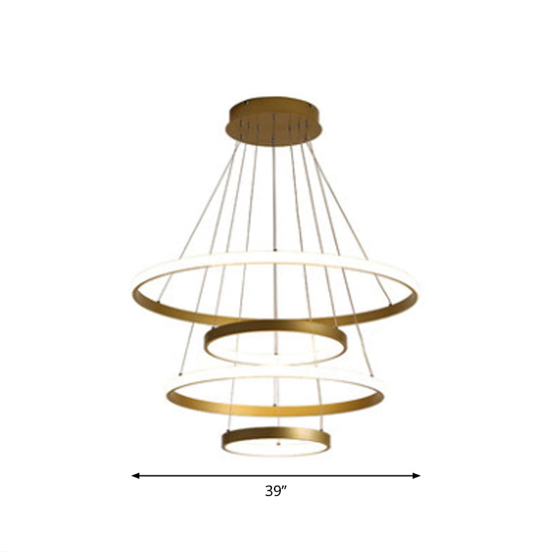 Luz de colgante LED posmoderno de metal de múltiples bucle en forma de múltiples bucle