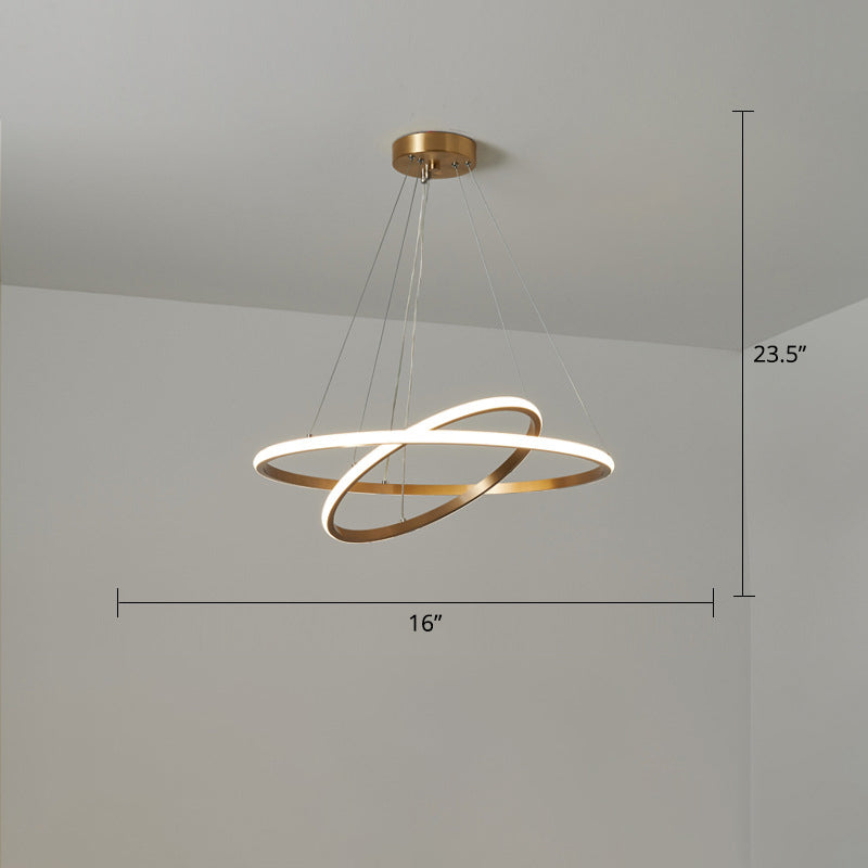 Moderno lampadario circolare a LEDelier Metal Metal Sospension Accensione in oro