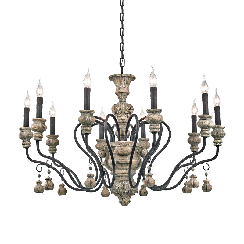 Candelabra Living Room Ceiling Lighting Traditional Resin 3 Heads Grey Chandelier Light Fixture
