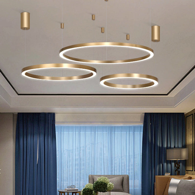 Acrylic Tiered Ring LED Ceiling Lighting Modern Style Gold Chandelier Light Fixture for Living Room