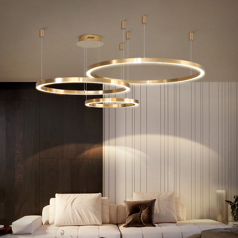 Acrylic Tiered Ring LED Ceiling Lighting Modern Style Gold Chandelier Light Fixture for Living Room