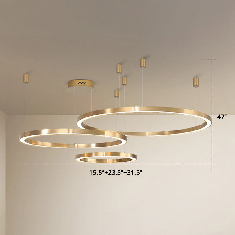 Acrylic Tiered Ring LED Ceiling Lighting Modern Style Gold Chandelier Light Fixture for Living Room