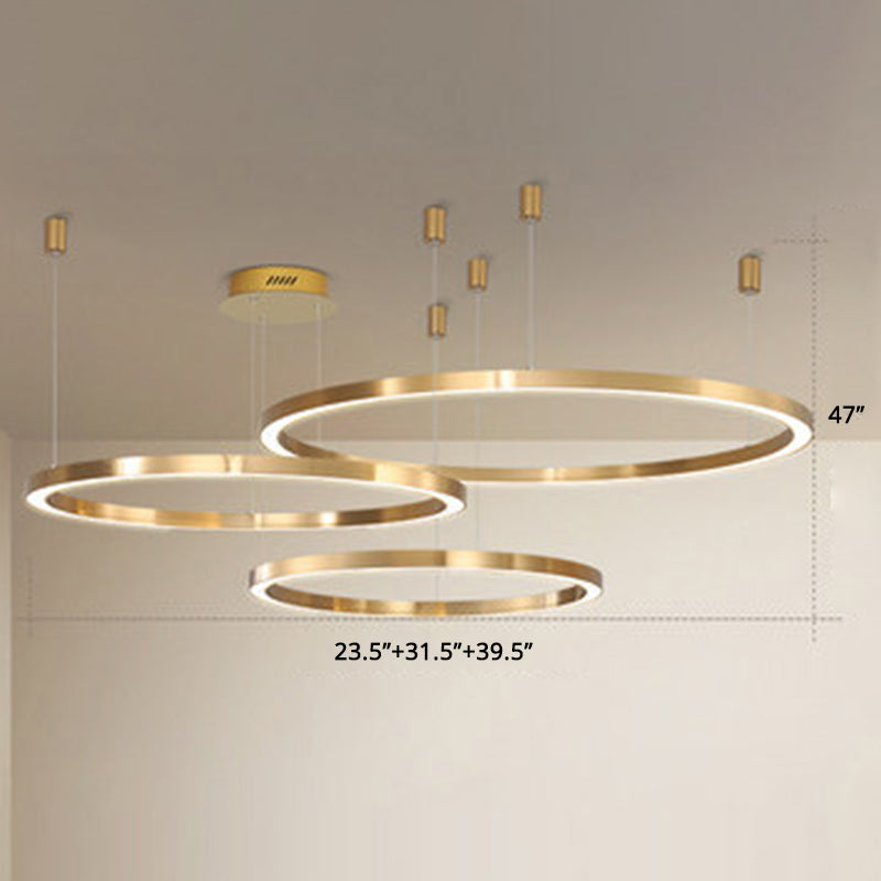 Acrylic Tiered Ring LED Ceiling Lighting Modern Style Gold Chandelier Light Fixture for Living Room