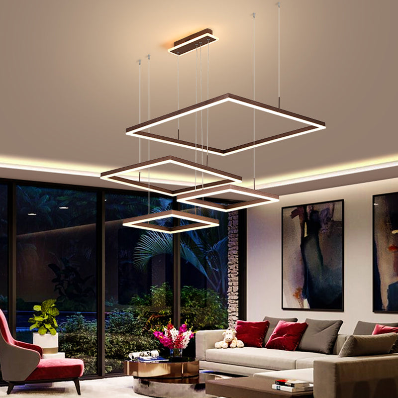 Layered Rhombus Chandelier Pendant Light Contemporary Acrylic Living Room LED Hanging Lighting