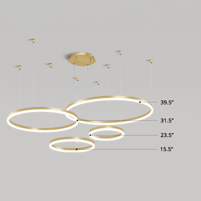 Luce il lampadario a cerchio a livello a cerchio Luce a led a led acrilico in oro