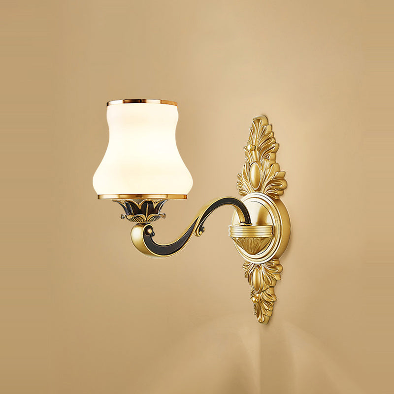 Witte glazen potige wand sconce verlichting retro woonkamer muur gemonteerd licht in messing