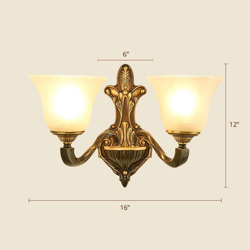 Frost Glass White Sconce Light Fixture Bell Shade Traditional Wall Lighting Ideas