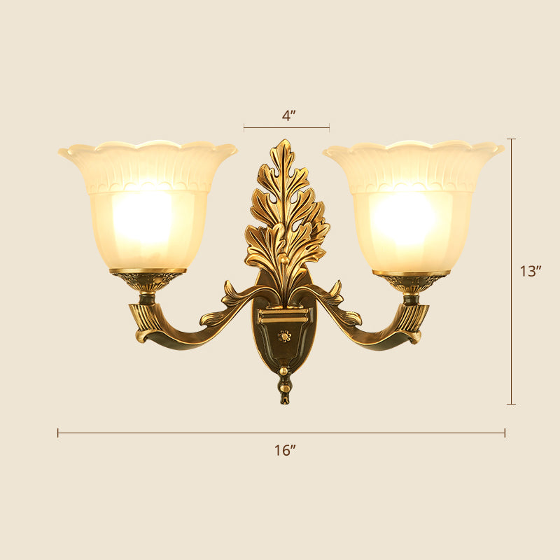 Frost Glass White Sconce Light Fixture Bell Shade Traditional Wall Lighting Ideas