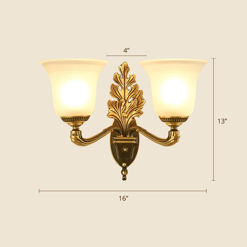 Frost Glass White Sconce Light Fixture Bell Shade Traditional Wall Lighting Ideas