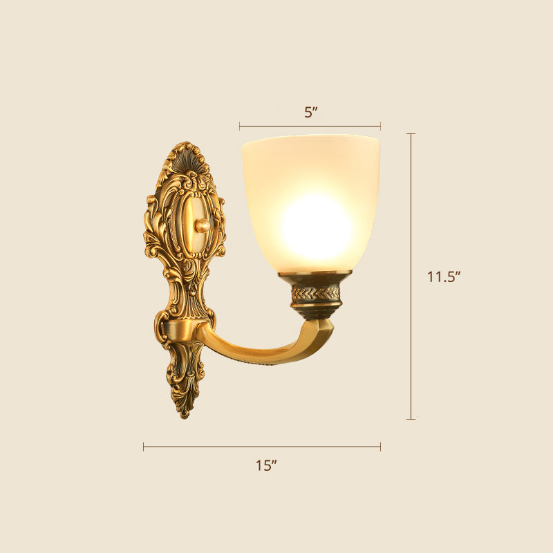 Frost Glass White Sconce Light Fixture Bell Shade Traditional Wall Lighting Ideas