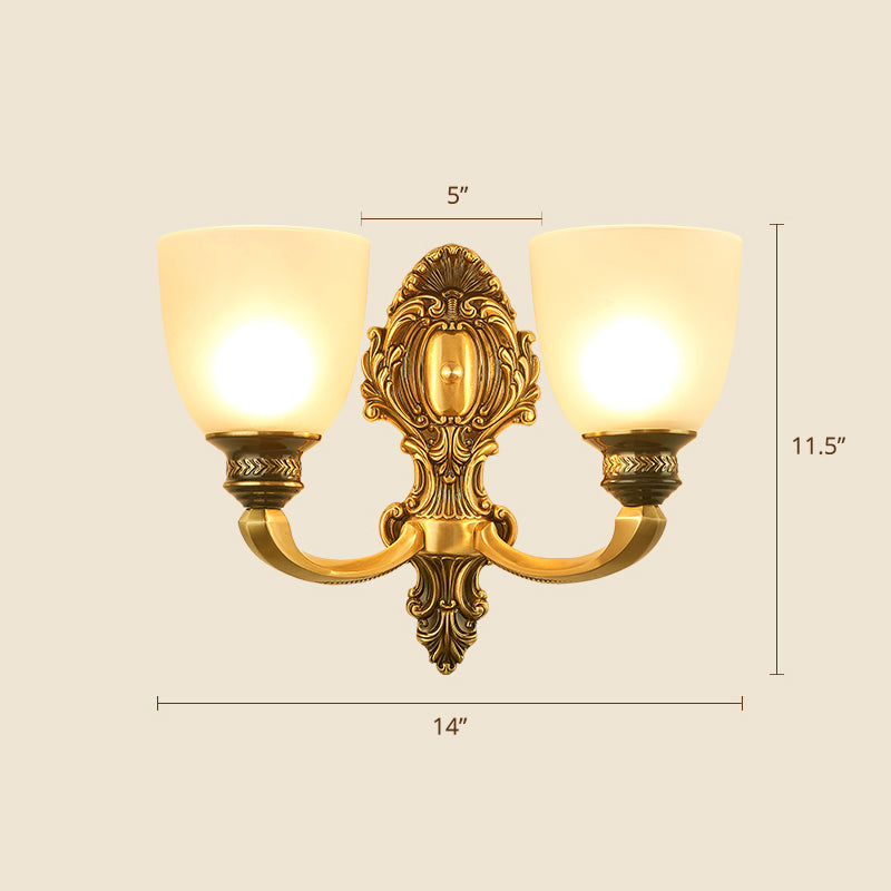Frost Glass White Sconce Light Fixture Bell Shade Traditional Wall Lighting Ideas