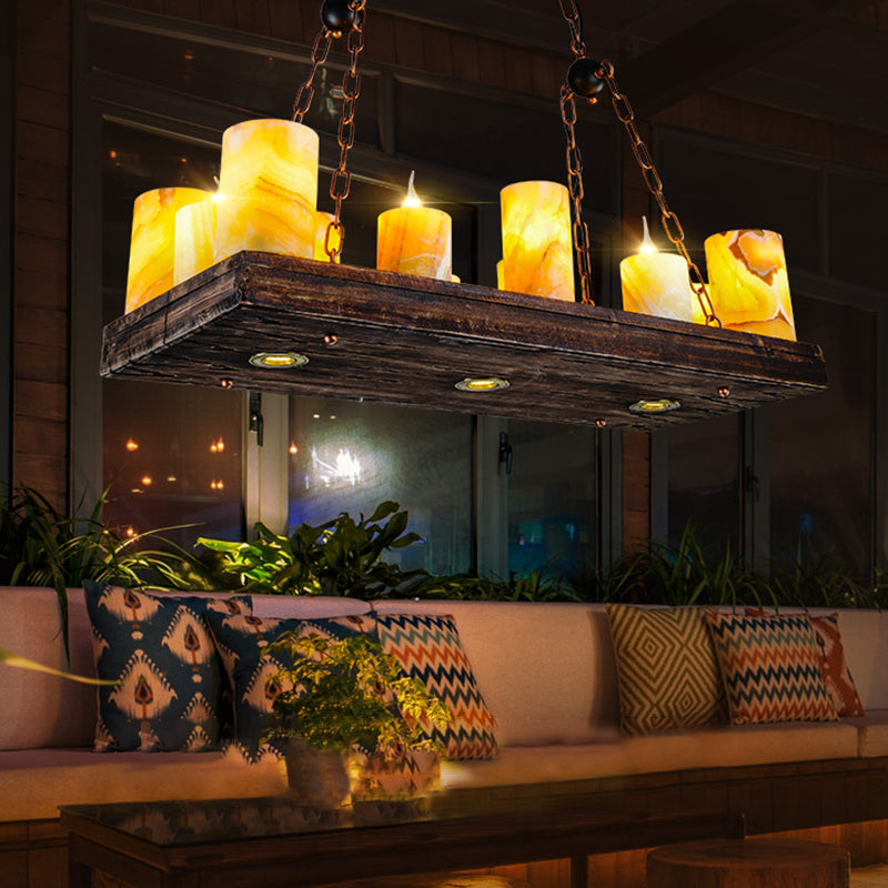 Marble Candle Island Light Fixture Vintage 8/12/16 Lights Dining Room Hanging Ceiling Light in Yellow