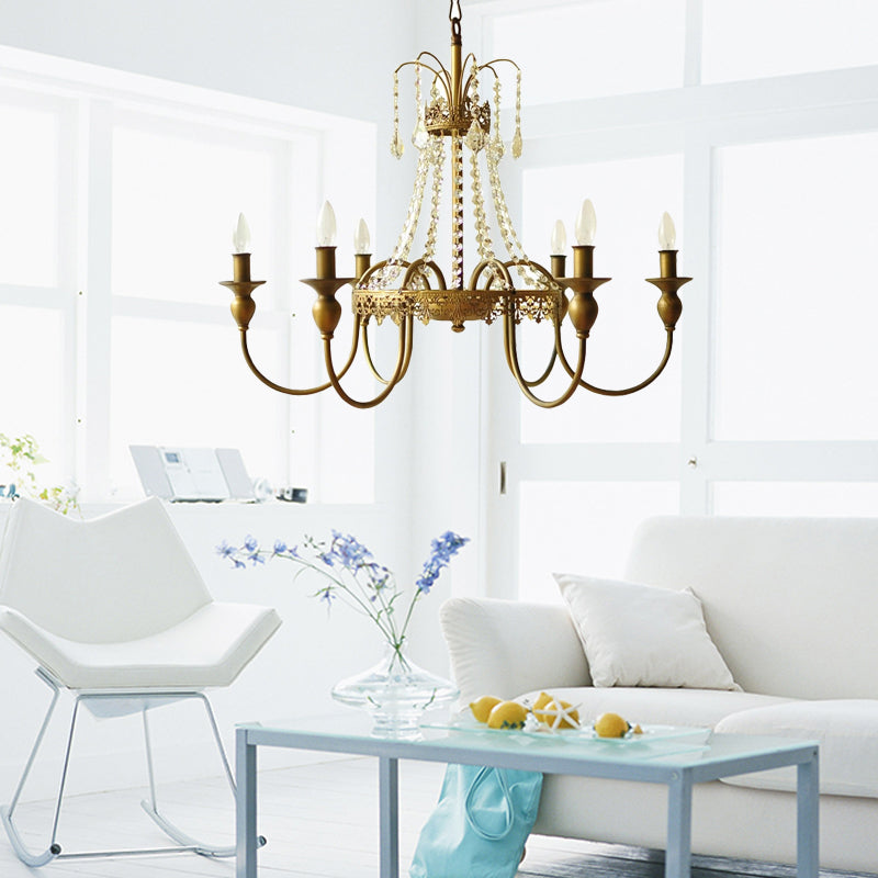 Cougies métal et cristal suspendu rustique 4/6 lumières salon lustre lumière en gris / blanc / laiton