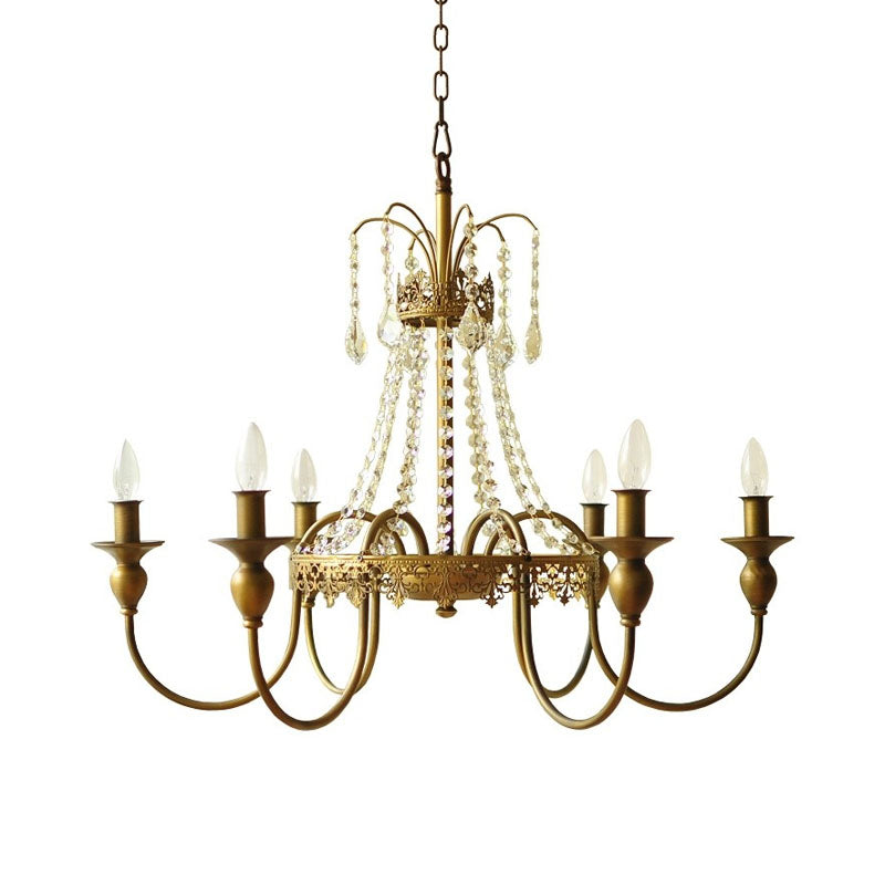 Cougies métal et cristal suspendu rustique 4/6 lumières salon lustre lumière en gris / blanc / laiton