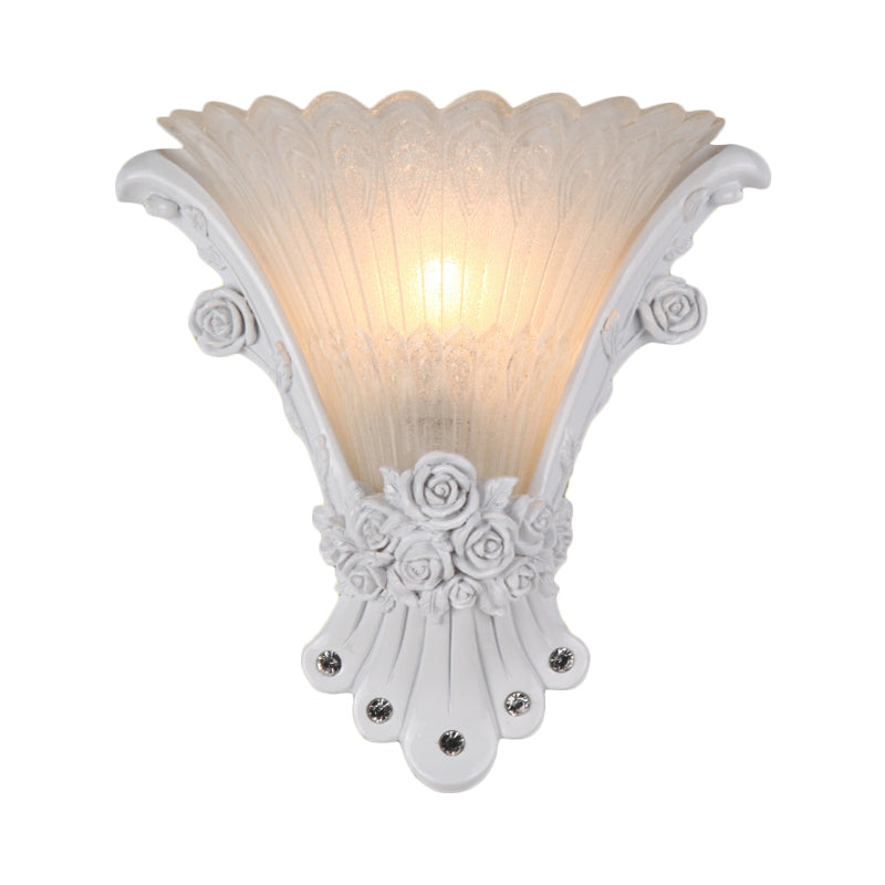 Fleur de verre blanc applique lampe minimaliste 1 claire légère clairs à chevet clair avec base argentée / blanc / abricot en résine