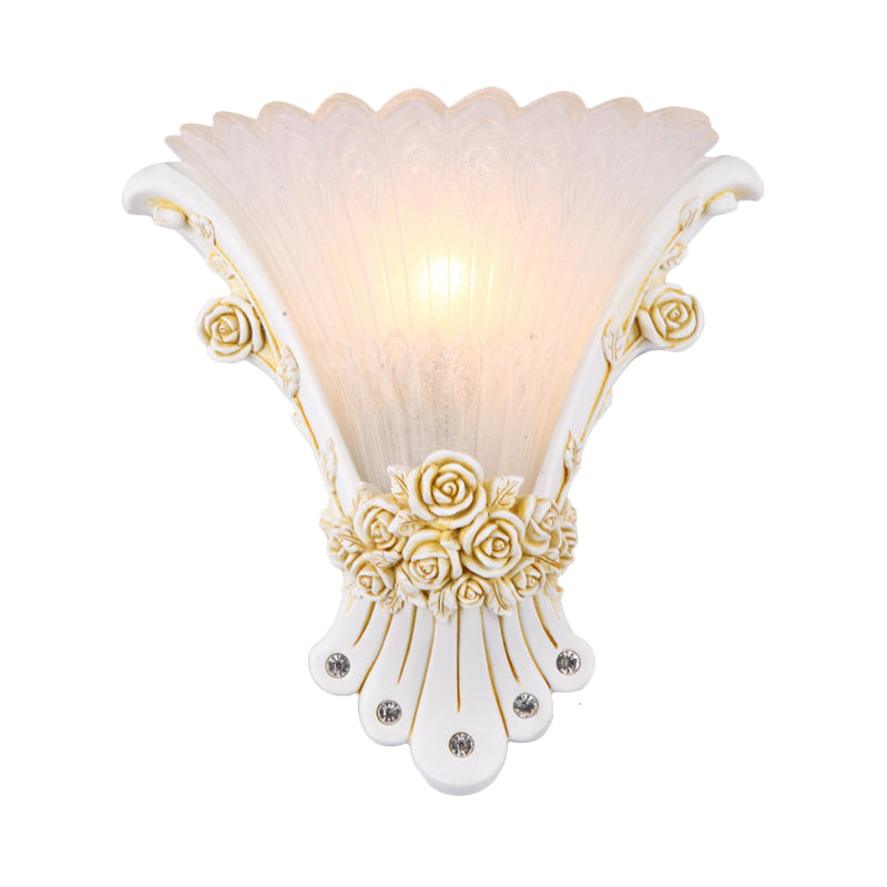 Fleur de verre blanc applique lampe minimaliste 1 claire légère clairs à chevet clair avec base argentée / blanc / abricot en résine