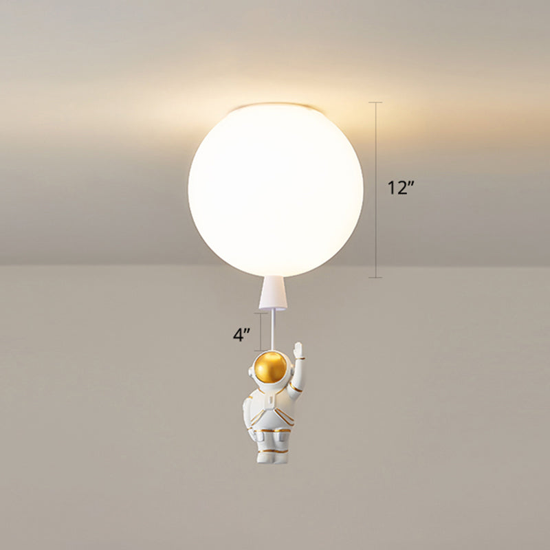 Creative Balloon Ceiling Mount Light Silica Gel 1 Bulb Bedroom Flush Light with Astronaut Decoration