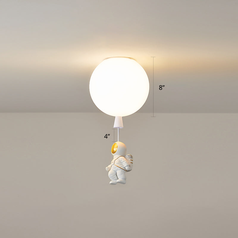 Creative Balloon Ceiling Mount Light Silica Gel 1 Bulb Bedroom Flush Light with Astronaut Decoration