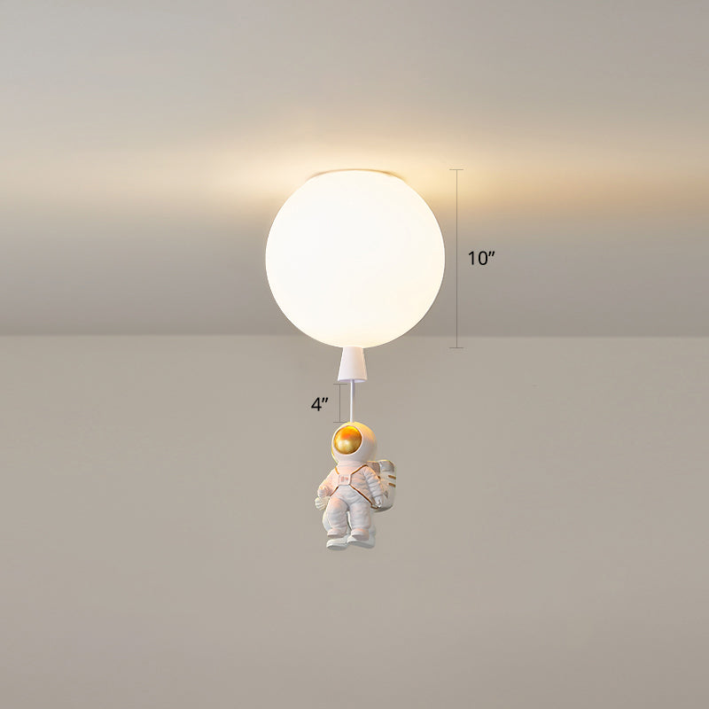 Creative Balloon Ceiling Mount Light Silica Gel 1 Bulb Bedroom Flush Light with Astronaut Decoration