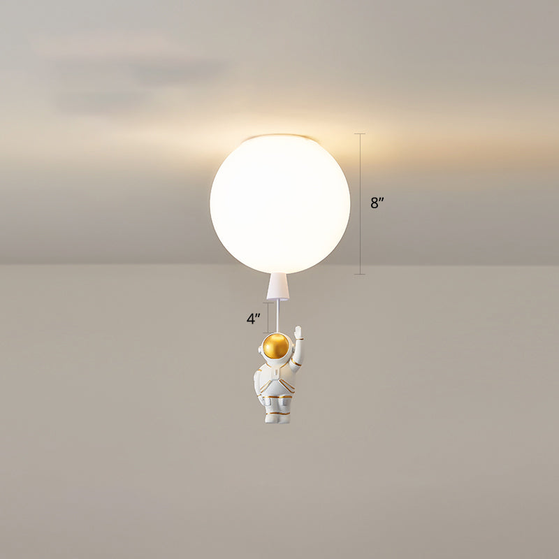 Creative Balloon Ceiling Mount Light Silica Gel 1 Bulb Bedroom Flush Light with Astronaut Decoration