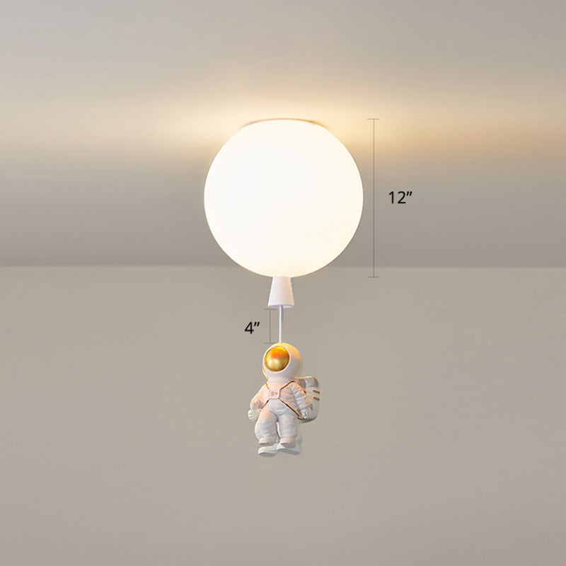 Creative Balloon Ceiling Mount Light Silica Gel 1 Bulb Bedroom Flush Light with Astronaut Decoration