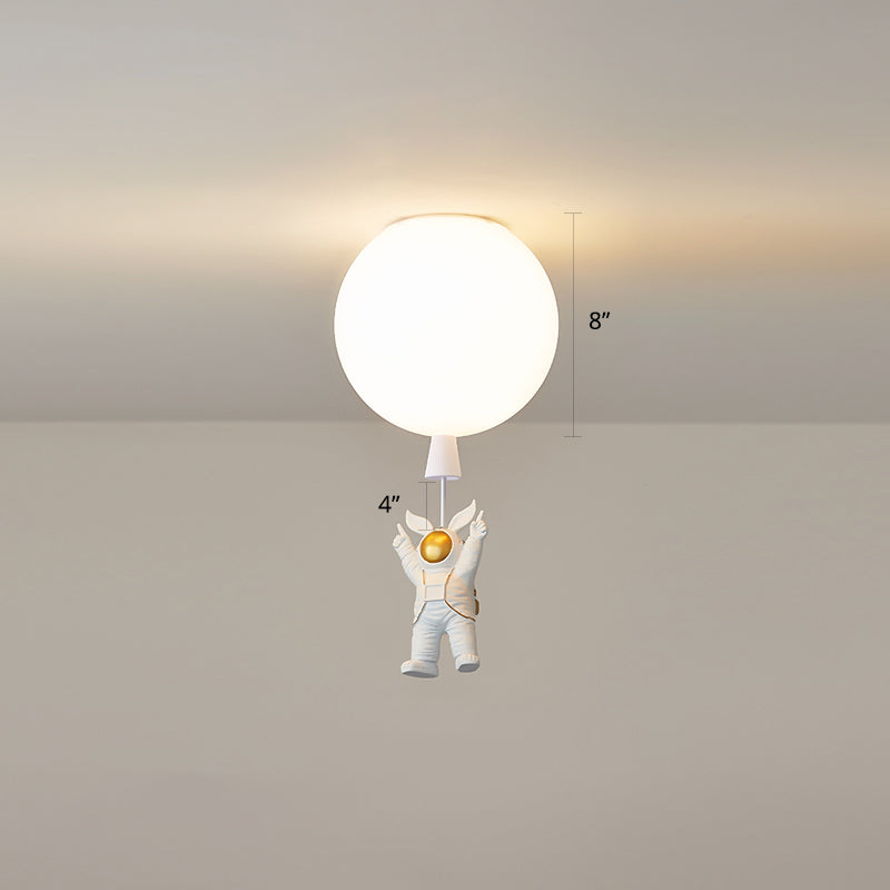 Creative Balloon Ceiling Mount Light Silica Gel 1 Bulb Bedroom Flush Light with Astronaut Decoration