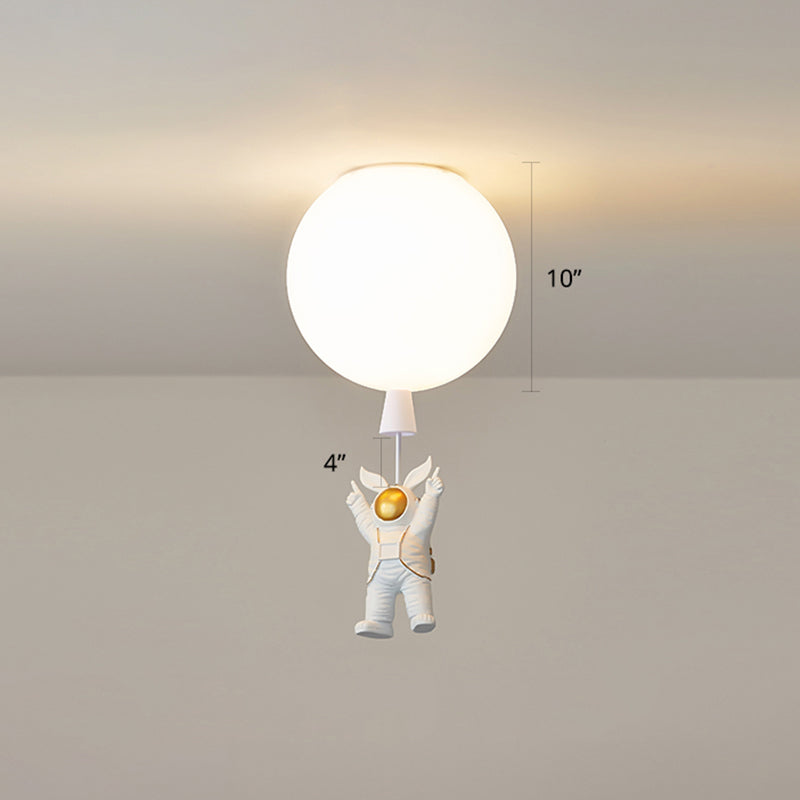 Creative Balloon Ceiling Mount Light Silica Gel 1 Bulb Bedroom Flush Light with Astronaut Decoration