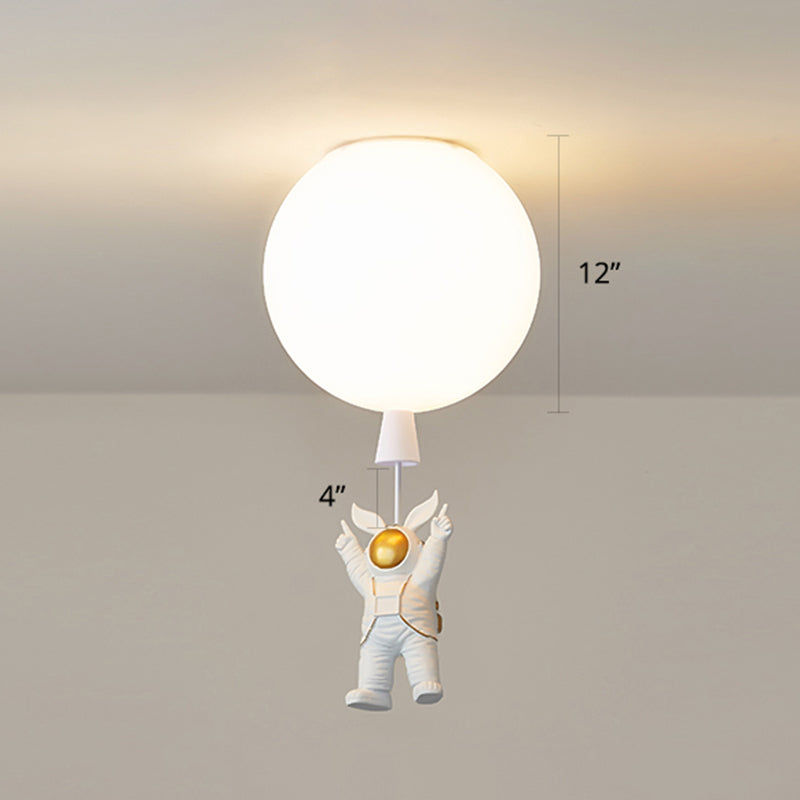 Creative Balloon Ceiling Mount Light Silica Gel 1 Bulb Bedroom Flush Light with Astronaut Decoration