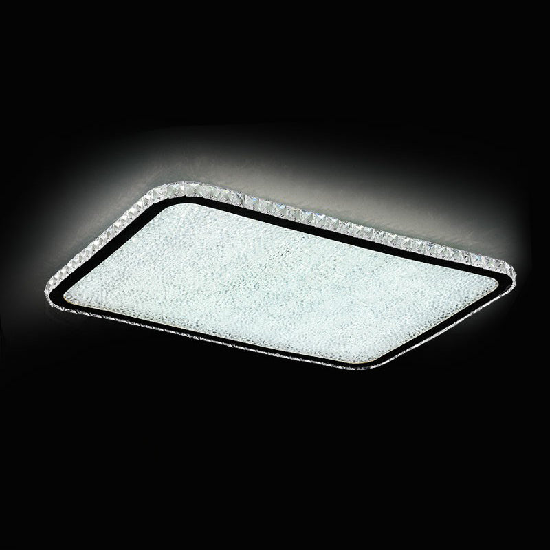 Geometrische LED-Deckenleuchte mit abgerundeten Ecken, Einfachheit, opulente, eingelegte Kristall-Unterputzleuchte