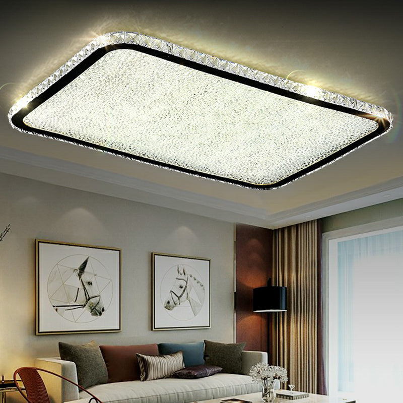 Rounded Corner Geometric LED Ceiling Lamp Simplicity Opulent Inlaid Crystal Flush Mount Light