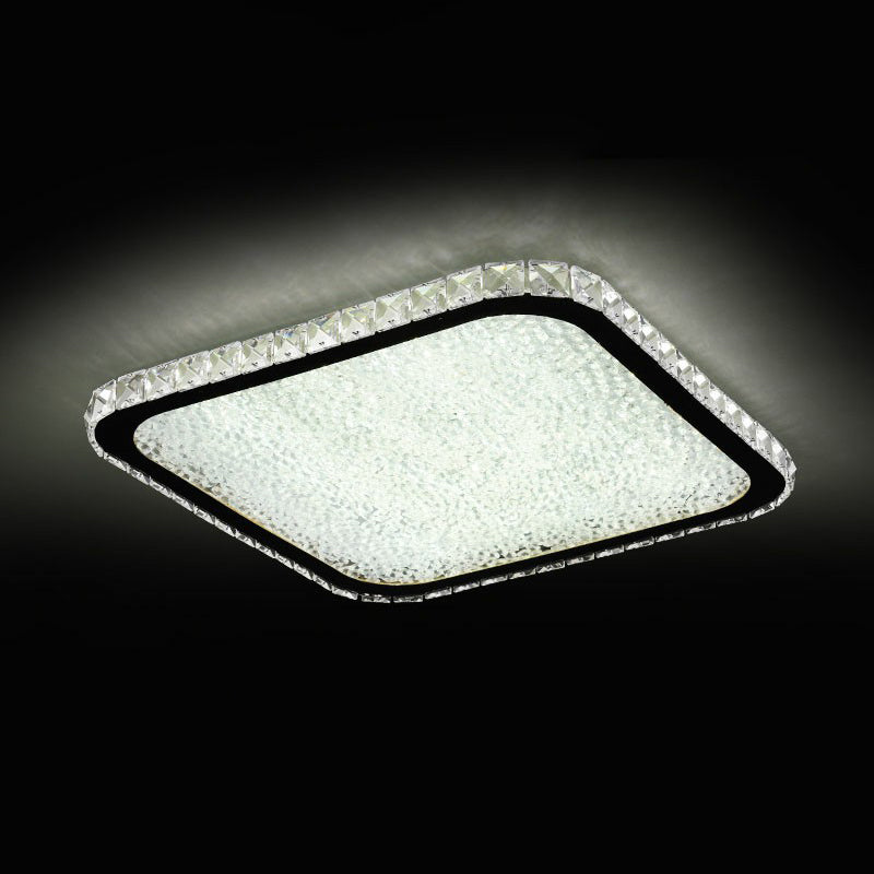 Geometrische LED-Deckenleuchte mit abgerundeten Ecken, Einfachheit, opulente, eingelegte Kristall-Unterputzleuchte