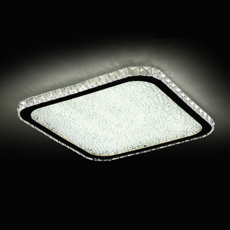 Geometrische LED-Deckenleuchte mit abgerundeten Ecken, Einfachheit, opulente, eingelegte Kristall-Unterputzleuchte