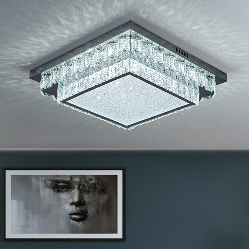 Clear Geometric Shaped Flush Light Simple Beveled Cut Crystal Led Surface Mount Ceiling Light