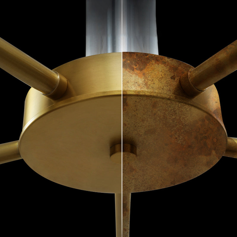 Pintionnaire de verre blanc givré Light Light Minimaliste de 6 bulbs Chandelier en or