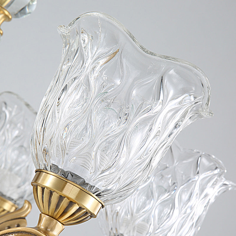 Luz de pared de dormitorio volante Luz de pared de acabado de bronce ondulado tradicional