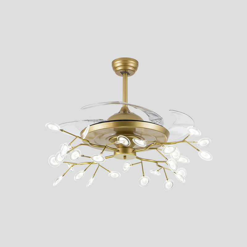 42 "breites Feuerfly -Anhänger -Lüfterlampe Moderner Metall -Esszimmer Halbflush Mount Deckenleuchte