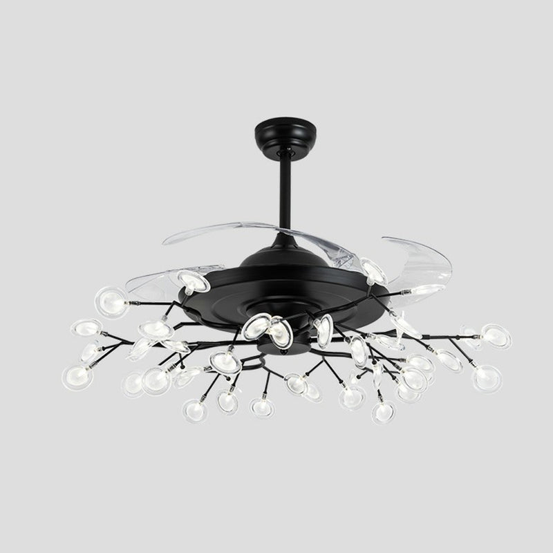 42 "breites Feuerfly -Anhänger -Lüfterlampe Moderner Metall -Esszimmer Halbflush Mount Deckenleuchte