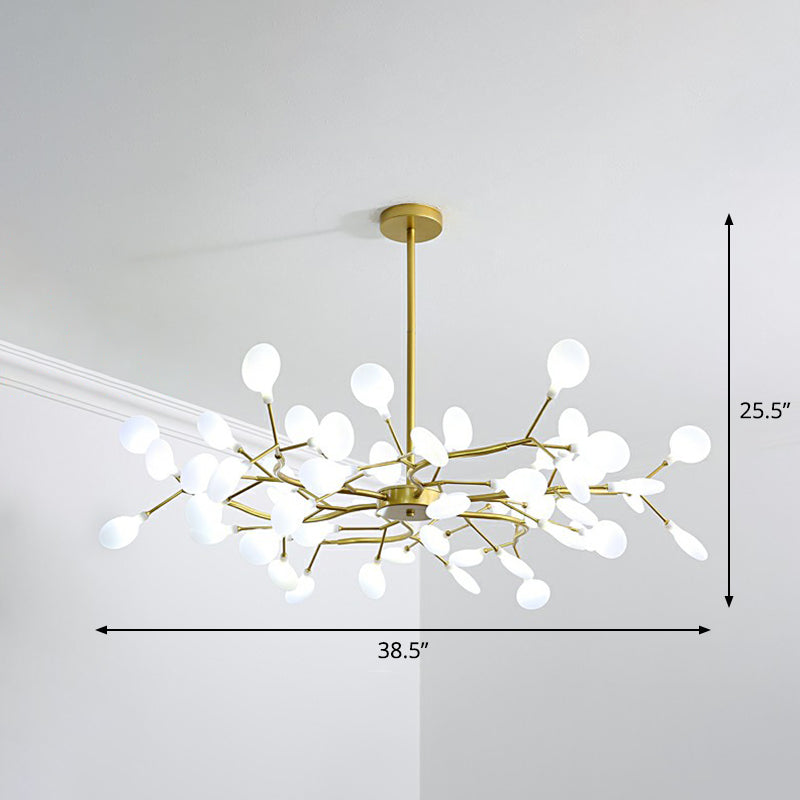 Gold Finish Firefly Hanging Lamp Modern Acrylic Chandelier Light Fixture for Living Room