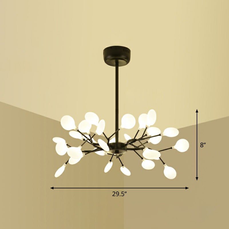 Fireflies Living Room Ceiling Hang Light Metal Minimalistic LED Chandelier in Black