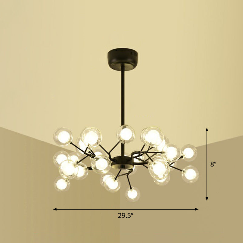 Fireflies Living Room Ceiling Hang Light Metal Minimalistic LED Chandelier in Black