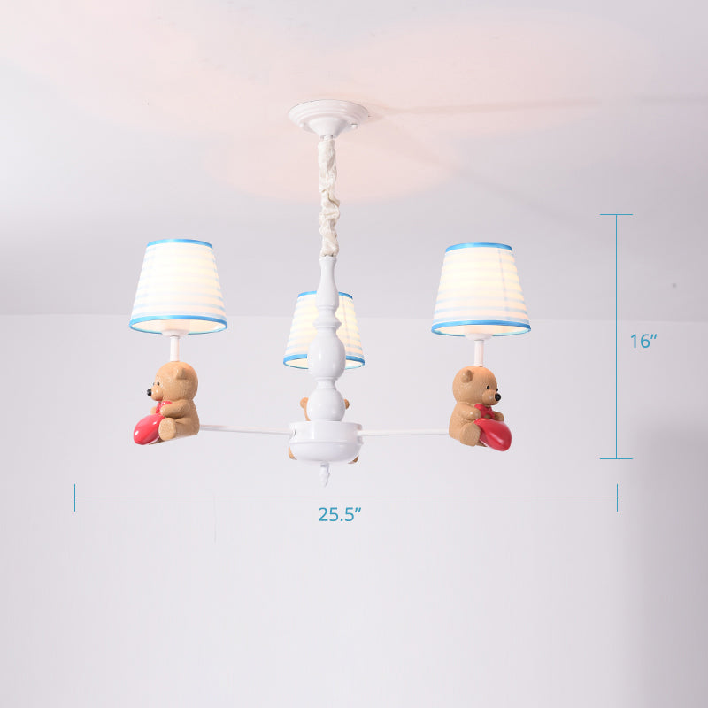 Resin Animal Hanging Ceiling Light Cartoon White Finish Chandelier with Empire Shade