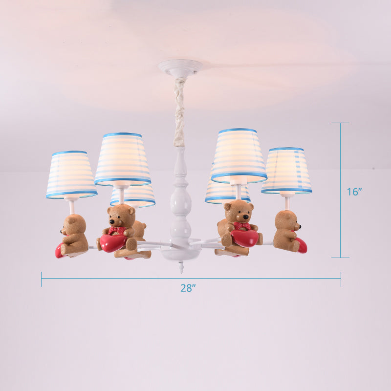 Resin Animal Hanging Ceiling Light Cartoon White Finish Chandelier with Empire Shade