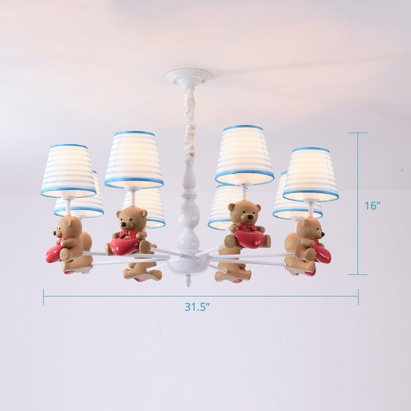 Resin Animal Hanging Ceiling Light Cartoon White Finish Chandelier with Empire Shade