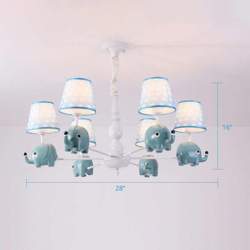Resin Animal Hanging Ceiling Light Cartoon White Finish Chandelier with Empire Shade