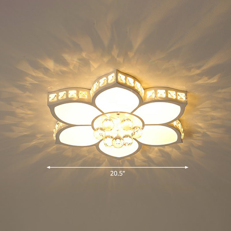 Minimalist Floral Flush Plafond Licht Acryl Slaapkamer LED Flush Mounted Armatuur met Clear Crystal Accenten